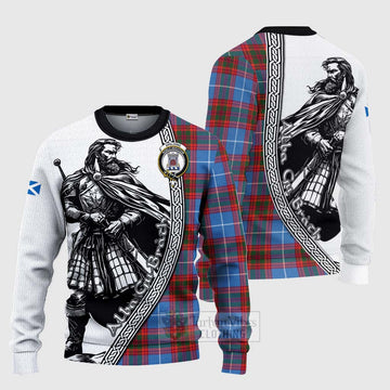 Spalding Tartan Clan Crest Knitted Sweater with Highlander Warrior Celtic Style Unisex - Tartan Vibes Clothing