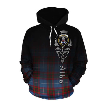 Tartan Vibes Clothing Spalding Tartan Cotton Hoodie Featuring Alba Gu Brath Family Crest Celtic Inspired