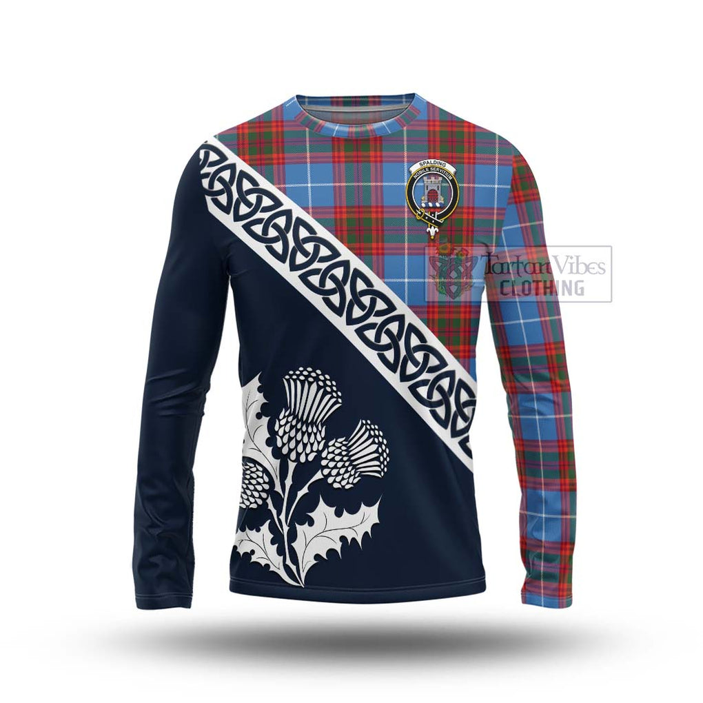 Spalding Tartan Long Sleeve T-Shirt Featuring Thistle and Scotland Map Unisex - Tartan Vibes Clothing
