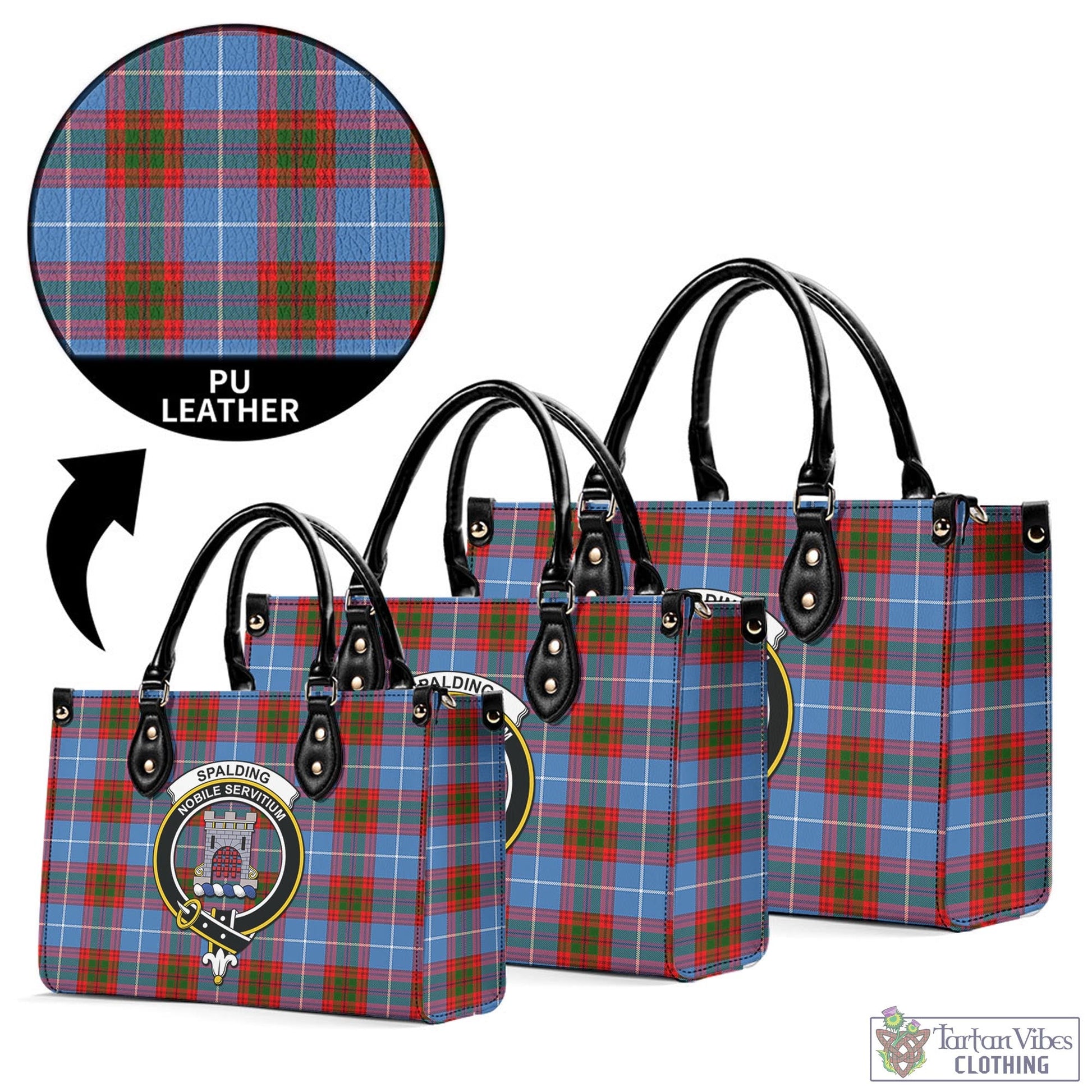 Spalding Tartan Luxury Leather Handbags with Family Crest L - Tartan Vibes Clothing