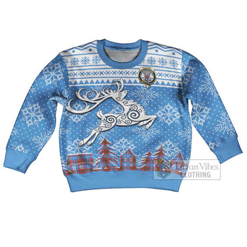 Spalding Clan Christmas Kid Ugly Sweater with Tartan and Celtic Reindeer Style Kid - Tartan Vibes Clothing