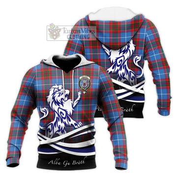 Spalding Tartan Knitted Hoodie with Alba Gu Brath Regal Lion Emblem Unisex Knitted Pullover Hoodie - Tartan Vibes Clothing