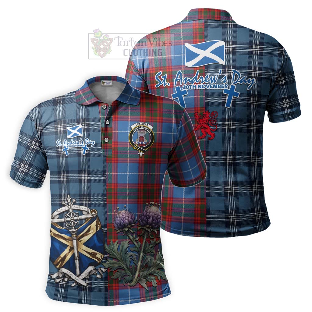 Spalding Tartan Polo Shirt Happy St. Andrew's Day Half Tartan Style Kid - Tartan Vibes Clothing