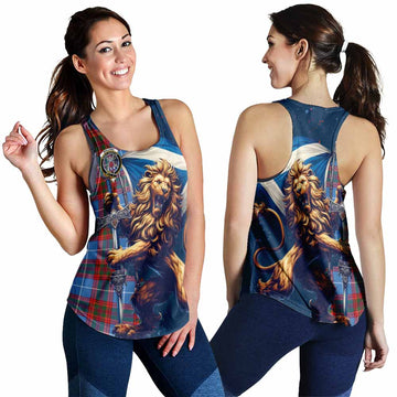 Spalding Tartan Family Crest Women's Racerback Tanks with Scottish Majestic Lion 4XL - Tartan Vibes Clothing
