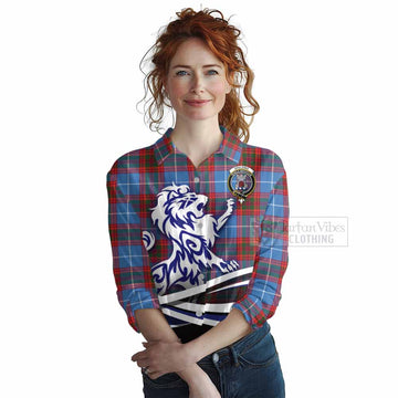 Spalding Tartan Women's Casual Shirt with Alba Gu Brath Regal Lion Emblem Female - Tartan Vibes Clothing