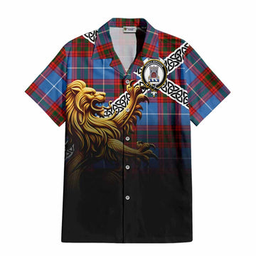 Spalding Crest Tartan Hawaiian Shirt with Golden Lion Emblem Celtic Style Kid - Tartan Vibes Clothing