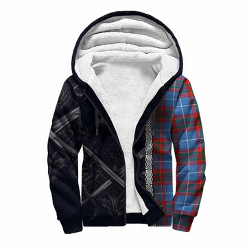 Spalding Tartan Sherpa Hoodie with Family Crest Cross Sword Thistle Celtic Vibes Unisex S - Tartan Vibes Clothing