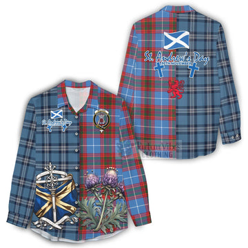 Spalding Tartan Women's Casual Shirt Happy St. Andrew's Day Half Tartan Style - Tartan Vibes Clothing