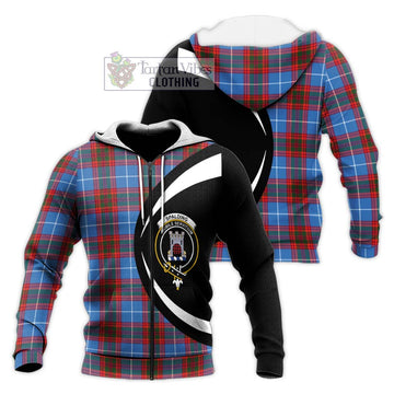 Spalding Tartan Knitted Hoodie with Family Crest Circle Style Unisex Knitted Zip Hoodie - Tartan Vibes Clothing