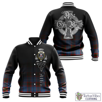 Spalding Tartan Baseball Jacket Featuring Alba Gu Brath Family Crest Celtic Inspired - Tartan Vibes Clothing