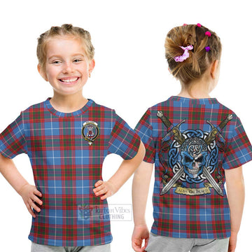 Spalding Tartan Kid T-Shirt with Family Crest Celtic Skull Style - Tartan Vibes Clothing