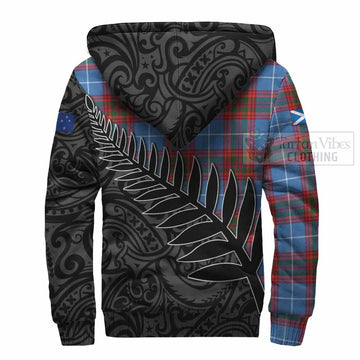 Spalding Crest Tartan Sherpa Hoodie with New Zealand Silver Fern Half Style - Tartan Vibes Clothing