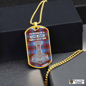 Spalding Tartan Dog Tag Necklace Viking Mjolnir Style Gold No - Tartan Vibes Clothing
