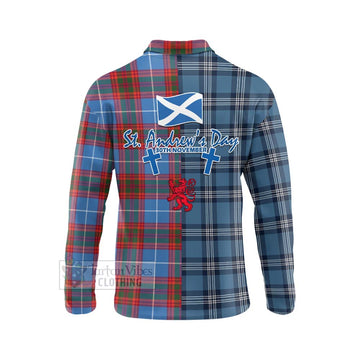 Spalding Tartan Long Sleeve Polo Shirt Happy St. Andrew's Day Half Tartan Style - Tartan Vibes Clothing