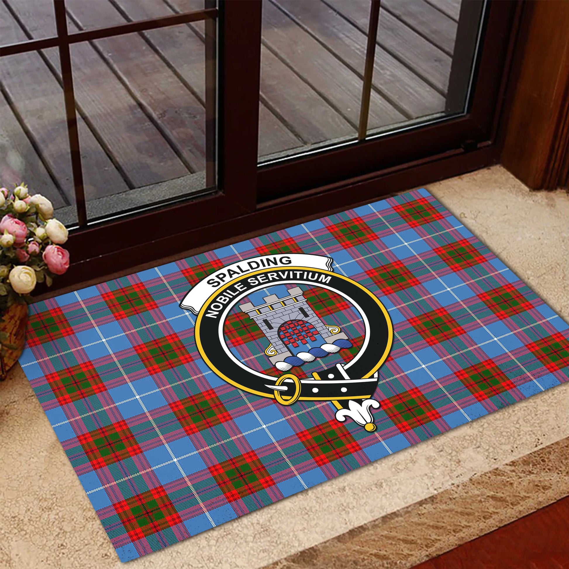 Spalding Tartan Door Mat with Family Crest - Tartanvibesclothing Shop