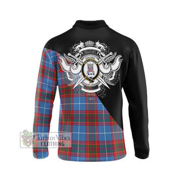Spalding Tartan Long Sleeve Polo Shirt with Family Crest and Military Logo Style - Tartan Vibes Clothing
