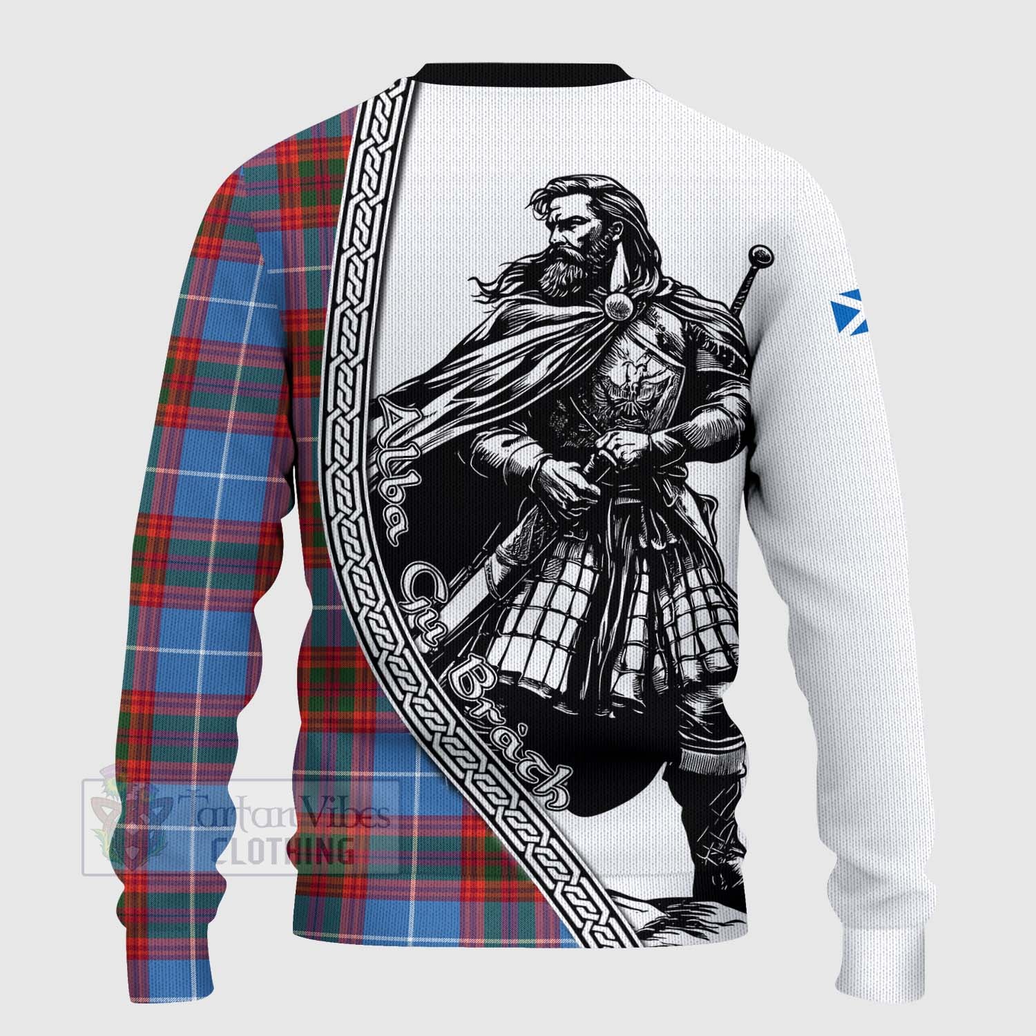 Spalding Tartan Clan Crest Knitted Sweater with Highlander Warrior Celtic Style - Tartan Vibes Clothing