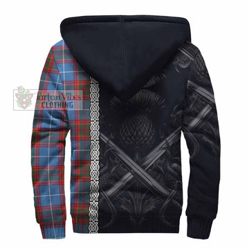Spalding Tartan Sherpa Hoodie with Family Crest Cross Sword Thistle Celtic Vibes - Tartan Vibes Clothing
