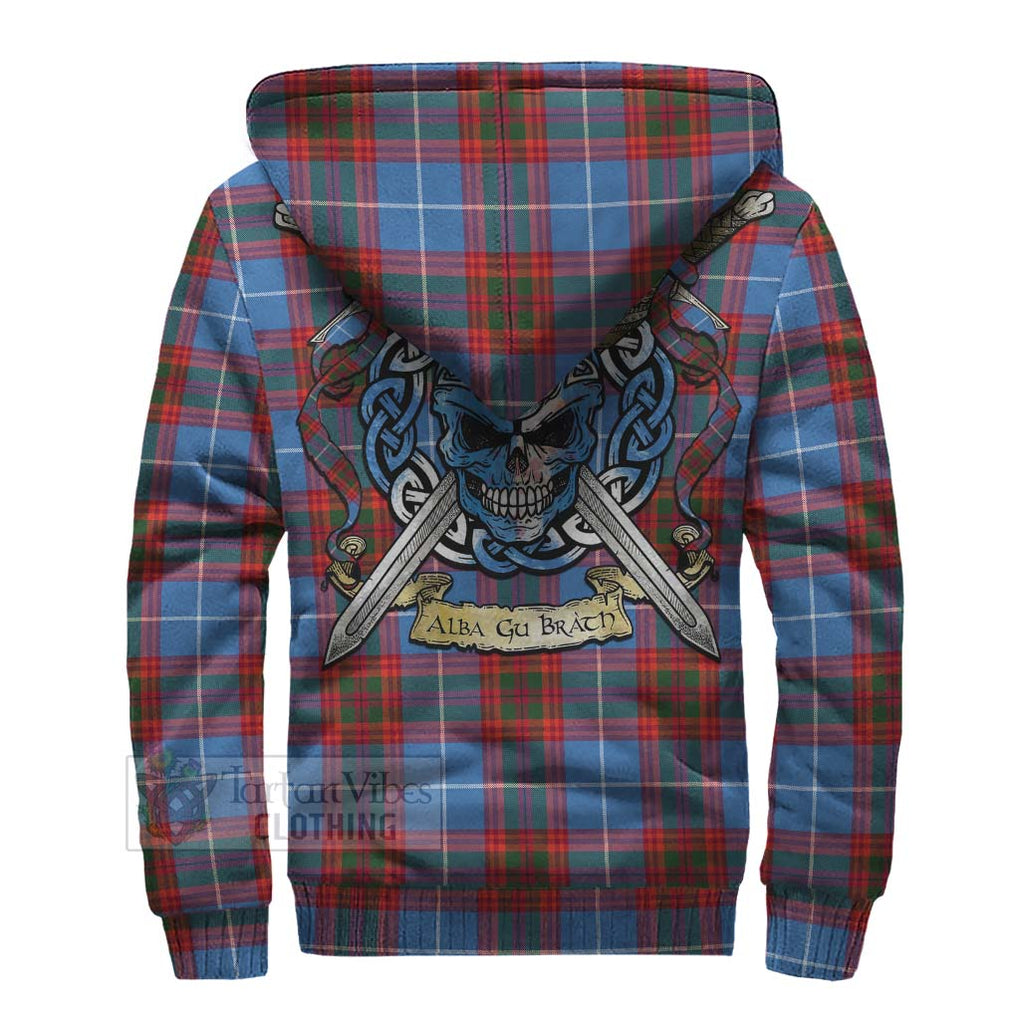 Spalding Tartan Sherpa Hoodie with Family Crest Celtic Skull Style - Tartan Vibes Clothing