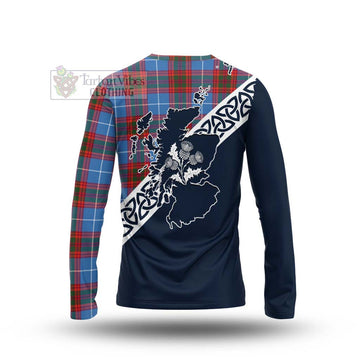 Spalding Tartan Long Sleeve T-Shirt Featuring Thistle and Scotland Map - Tartan Vibes Clothing