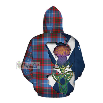 Tartan Vibes Clothing Spalding Tartan Family Crest Cotton Hoodie Scottish Thistle Celtic Inspired