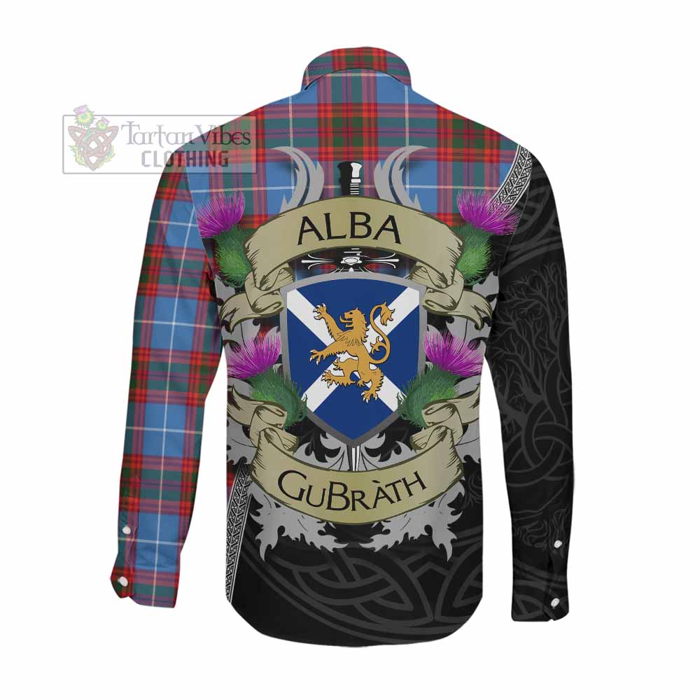 Spalding Tartan Family Crest Long Sleeve Button Shirt Lion Rampant Royal Thistle Shield Celtic Inspired Men's Shirt - Tartan Vibes Clothing