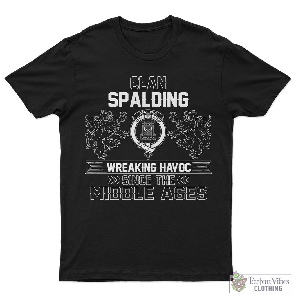 Spalding Family Crest 2D Cotton Men's T-Shirt Wreaking Havoc Style Sapphire - 2D-tartanvibesclothing