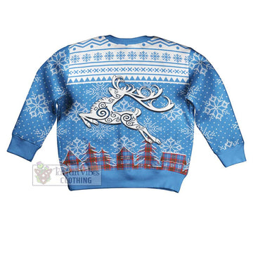 Spalding Clan Christmas Kid Ugly Sweater with Tartan and Celtic Reindeer Style - Tartan Vibes Clothing