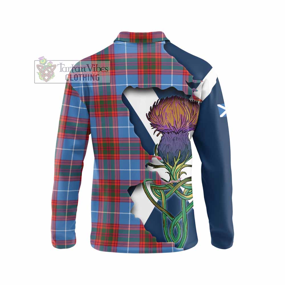 Tartan Vibes Clothing Spalding Tartan Family Crest Long Sleeve Polo Shirt Scottish Thistle Celtic Inspired