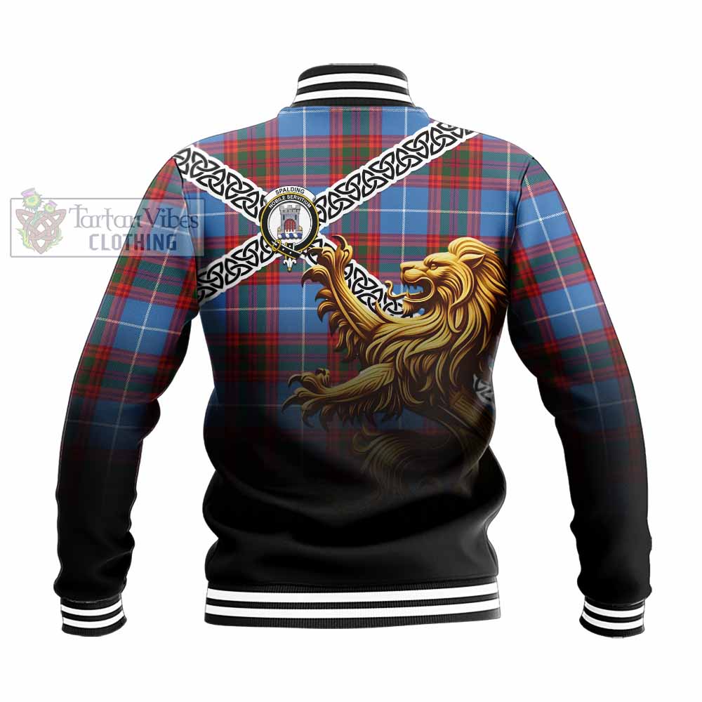 Spalding Crest Tartan Baseball Jacket with Golden Lion Emblem Celtic Style - Tartan Vibes Clothing