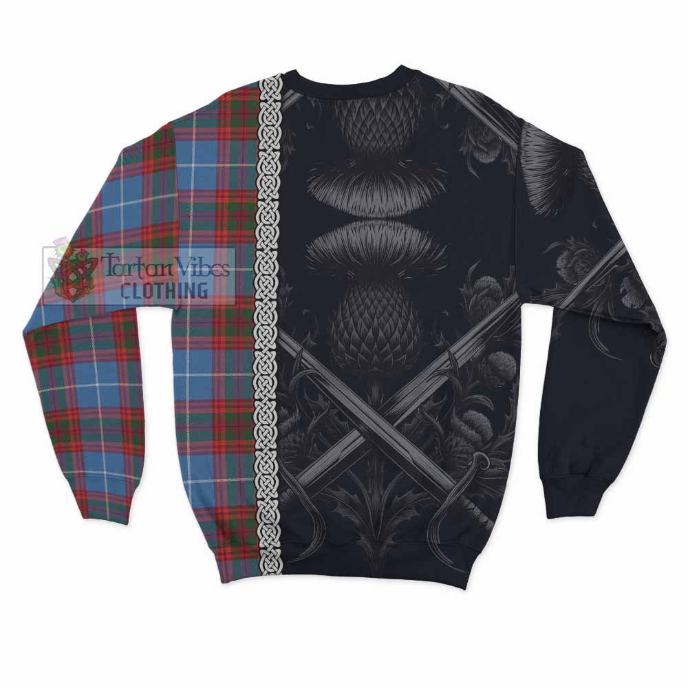 Spalding Tartan Sweatshirt with Family Crest Cross Sword Thistle Celtic Vibes - Tartan Vibes Clothing