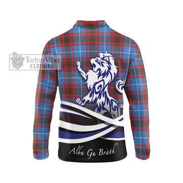 Spalding Tartan Long Sleeve Polo Shirt with Alba Gu Brath Regal Lion Emblem - Tartan Vibes Clothing