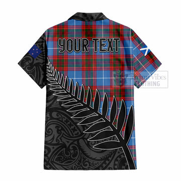 Tartan Vibes Clothing Spalding Crest Tartan Short Sleeve Button Shirt with New Zealand Silver Fern Half Style