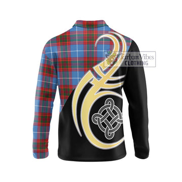 Spalding Tartan Long Sleeve Polo Shirt with Family Crest and Celtic Symbol Style - Tartan Vibes Clothing