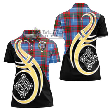 Spalding Tartan Women's Polo Shirt with Family Crest and Celtic Symbol Style - Tartan Vibes Clothing