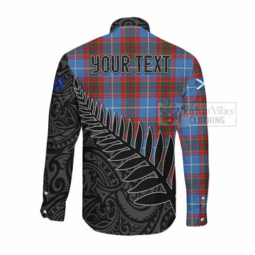 Tartan Vibes Clothing Spalding Crest Tartan Long Sleeve Button Shirt with New Zealand Silver Fern Half Style
