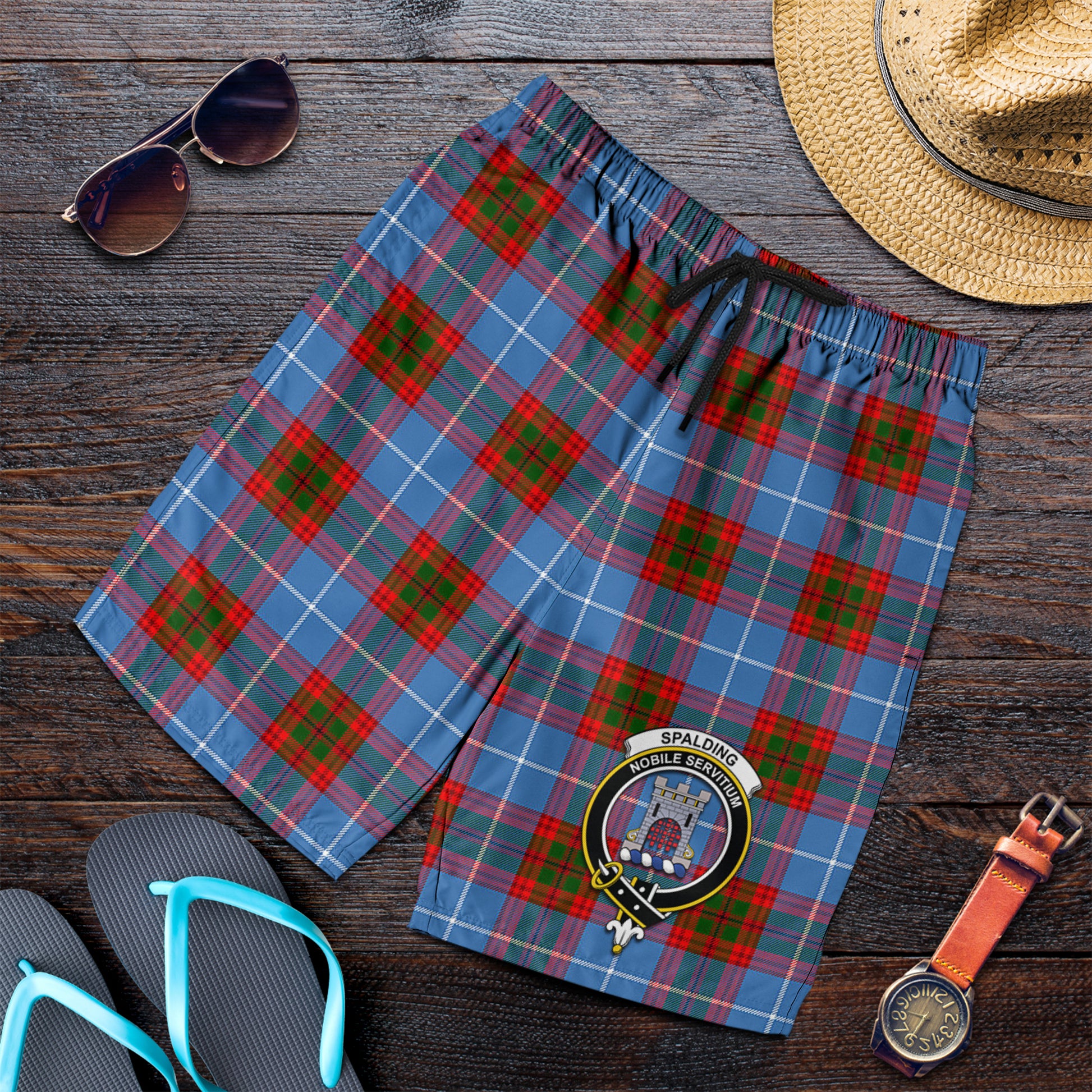 Spalding Tartan Mens Shorts with Family Crest - Tartan Vibes Clothing