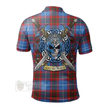 Spalding Tartan Polo Shirt with Family Crest Celtic Skull Style - Tartan Vibes Clothing