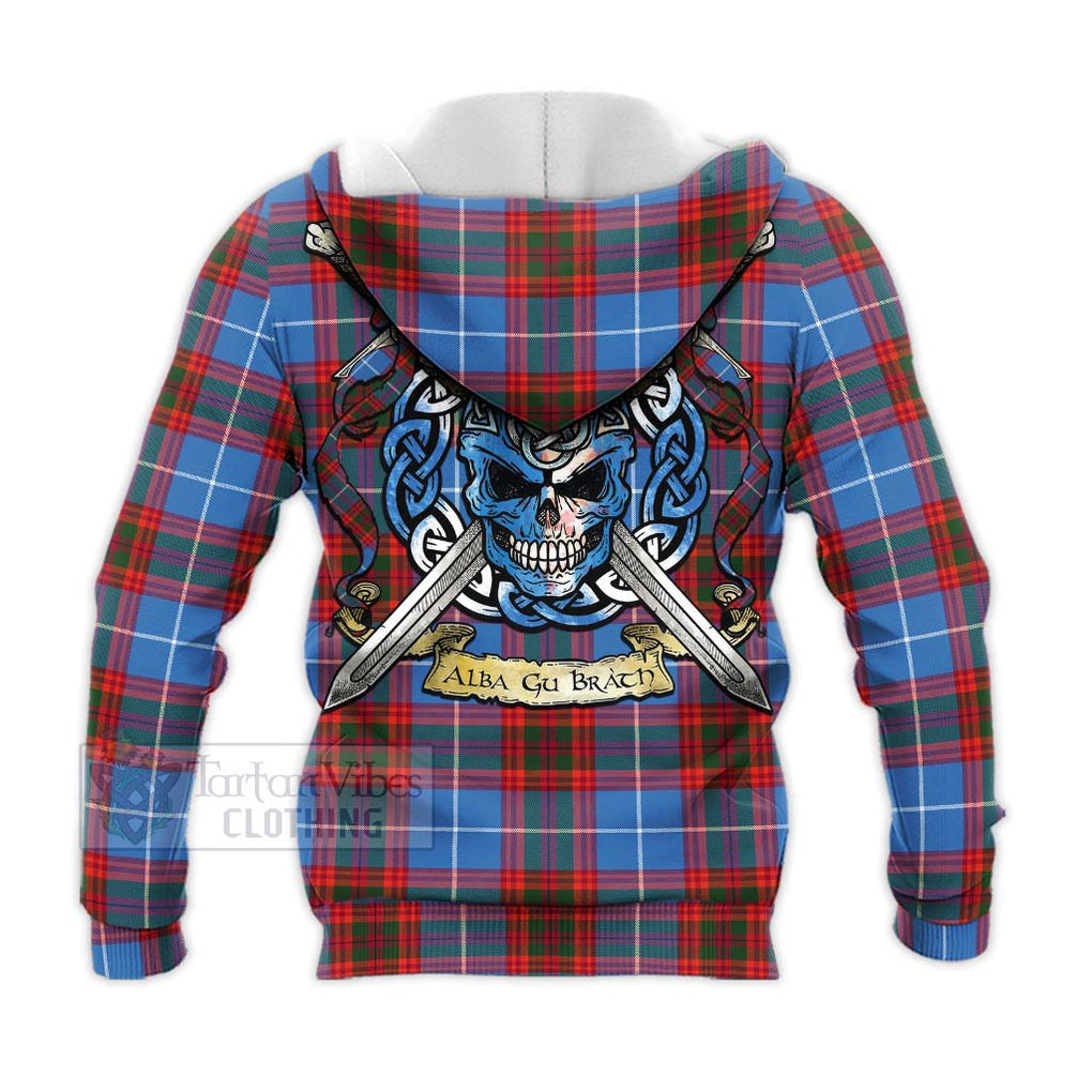 Spalding Tartan Knitted Hoodie with Family Crest Celtic Skull Style - Tartan Vibes Clothing
