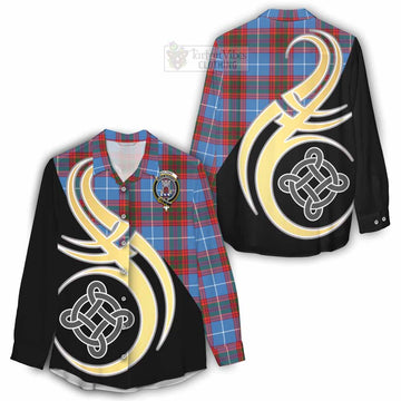 Spalding Tartan Women's Casual Shirt with Family Crest and Celtic Symbol Style - Tartan Vibes Clothing