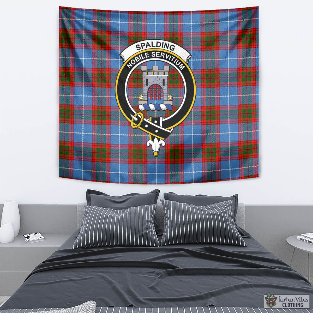 Tartan Vibes Clothing Spalding Tartan Tapestry Wall Hanging and Home Decor for Room with Family Crest