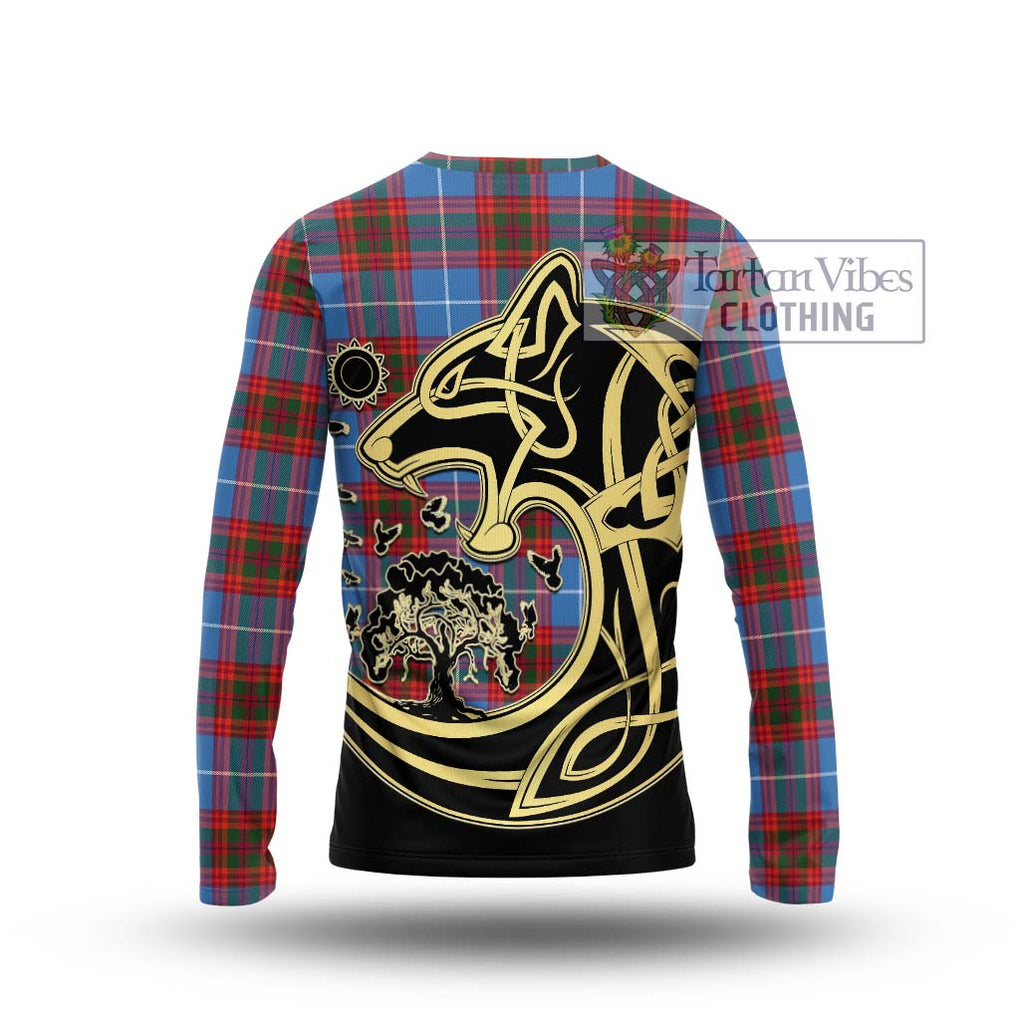 Spalding Tartan Long Sleeve T-Shirt with Family Crest Celtic Wolf Style - Tartan Vibes Clothing