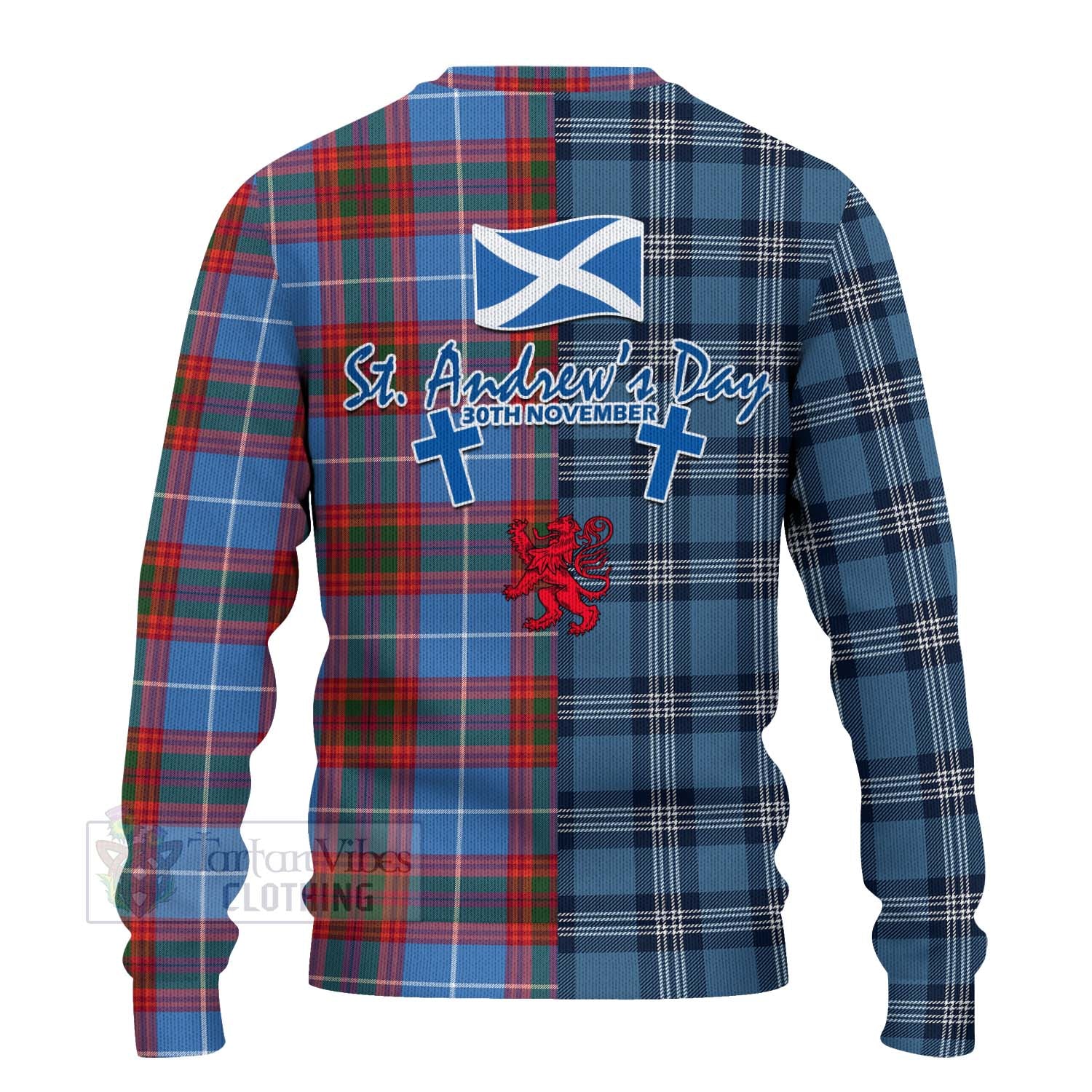 Spalding Tartan Knitted Sweater Happy St. Andrew's Day Half Tartan Style - Tartan Vibes Clothing