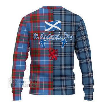 Spalding Tartan Knitted Sweater Happy St. Andrew's Day Half Tartan Style - Tartan Vibes Clothing