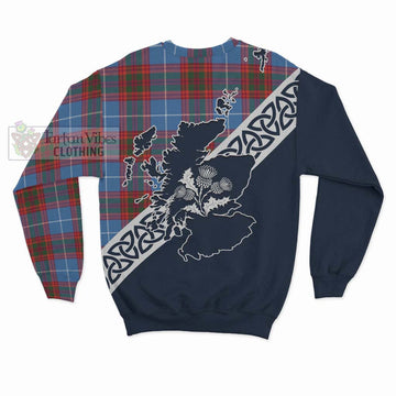 Spalding Tartan Sweatshirt Featuring Thistle and Scotland Map - Tartan Vibes Clothing