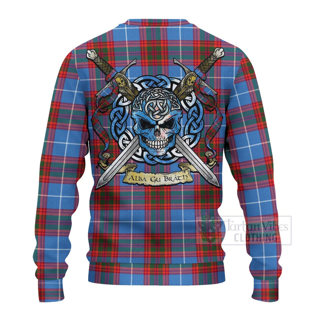 Spalding Tartan Ugly Sweater with Family Crest Celtic Skull Style - Tartan Vibes Clothing