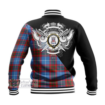 Spalding Tartan Baseball Jacket with Family Crest and Military Logo Style - Tartan Vibes Clothing