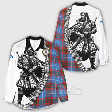 Spalding Tartan Clan Crest Women's Casual Shirt with Highlander Warrior Celtic Style - Tartan Vibes Clothing