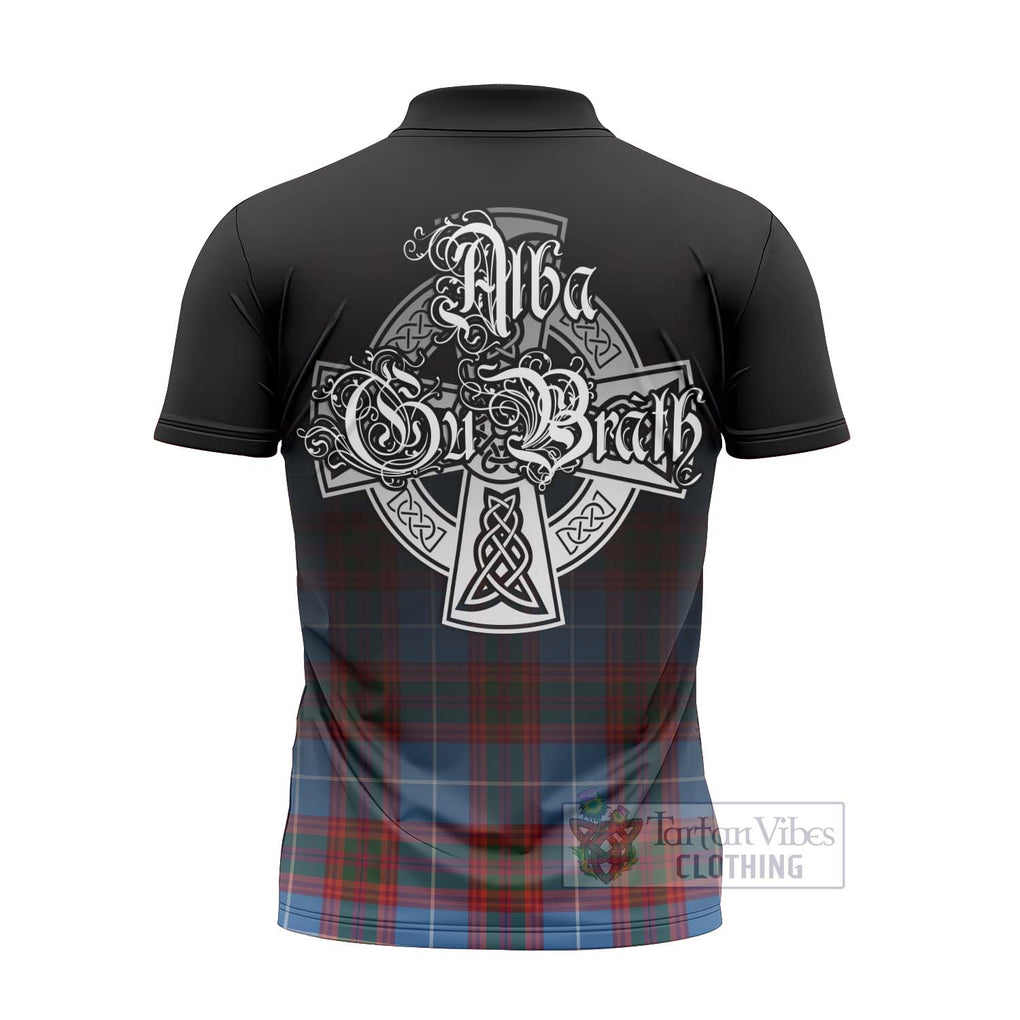 Spalding Tartan Zipper Polo Shirt Featuring Alba Gu Brath Family Crest Celtic Inspired - Tartan Vibes Clothing