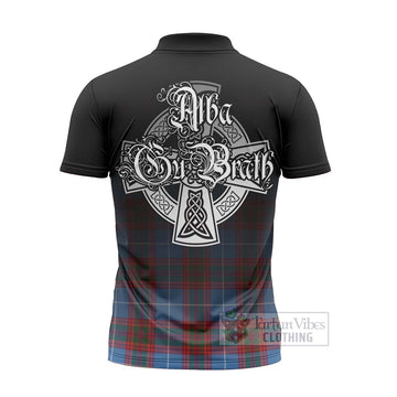 Spalding Tartan Zipper Polo Shirt Featuring Alba Gu Brath Family Crest Celtic Inspired - Tartan Vibes Clothing